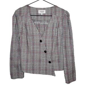 EVIDNT Los Angeles Womens L Asymetrical Plaid 3/4th Sleeve Blazer Jacket(1759)